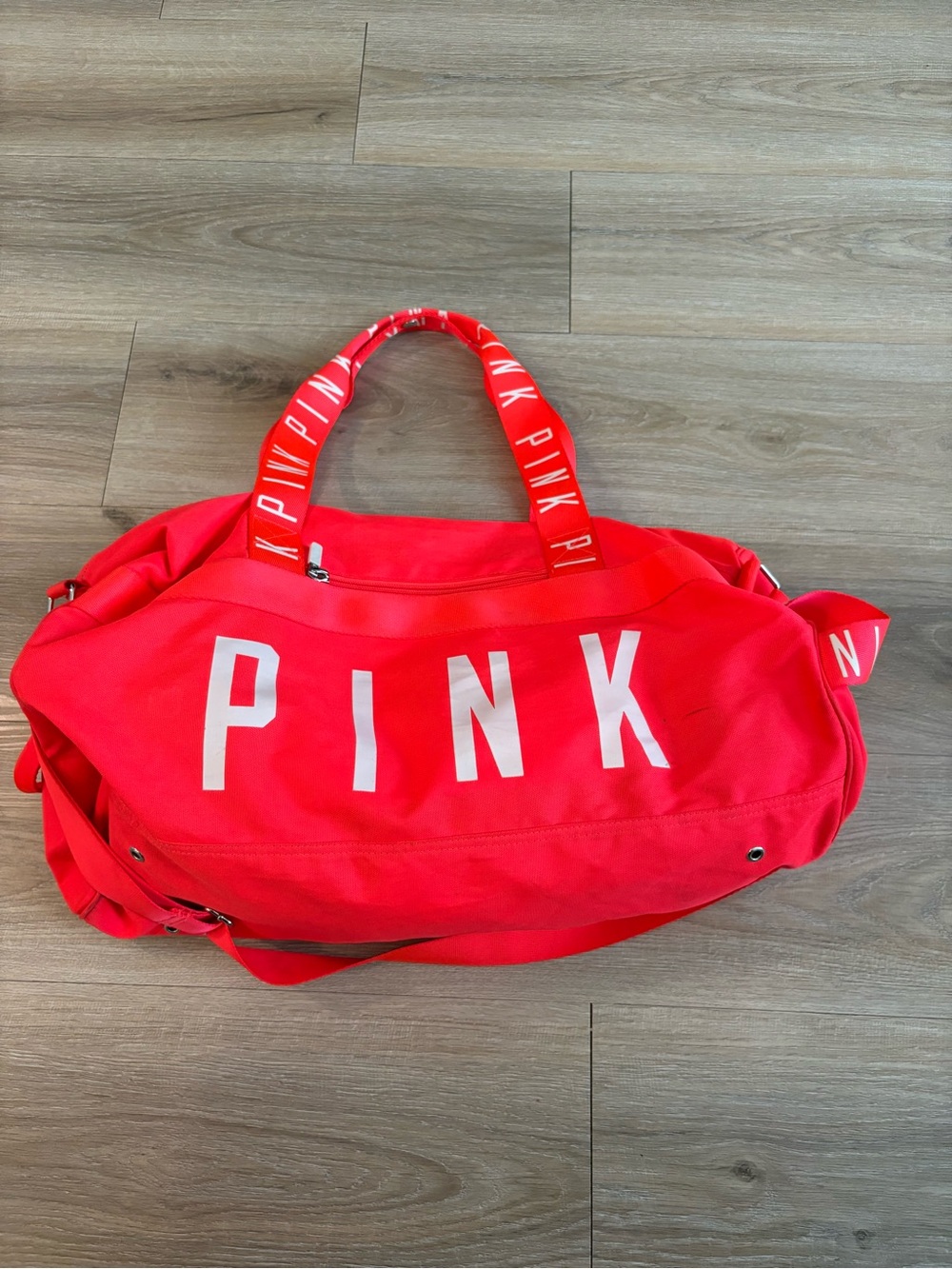 PINK Victoria's Secret Bright Pink Canvas Travel Duffel